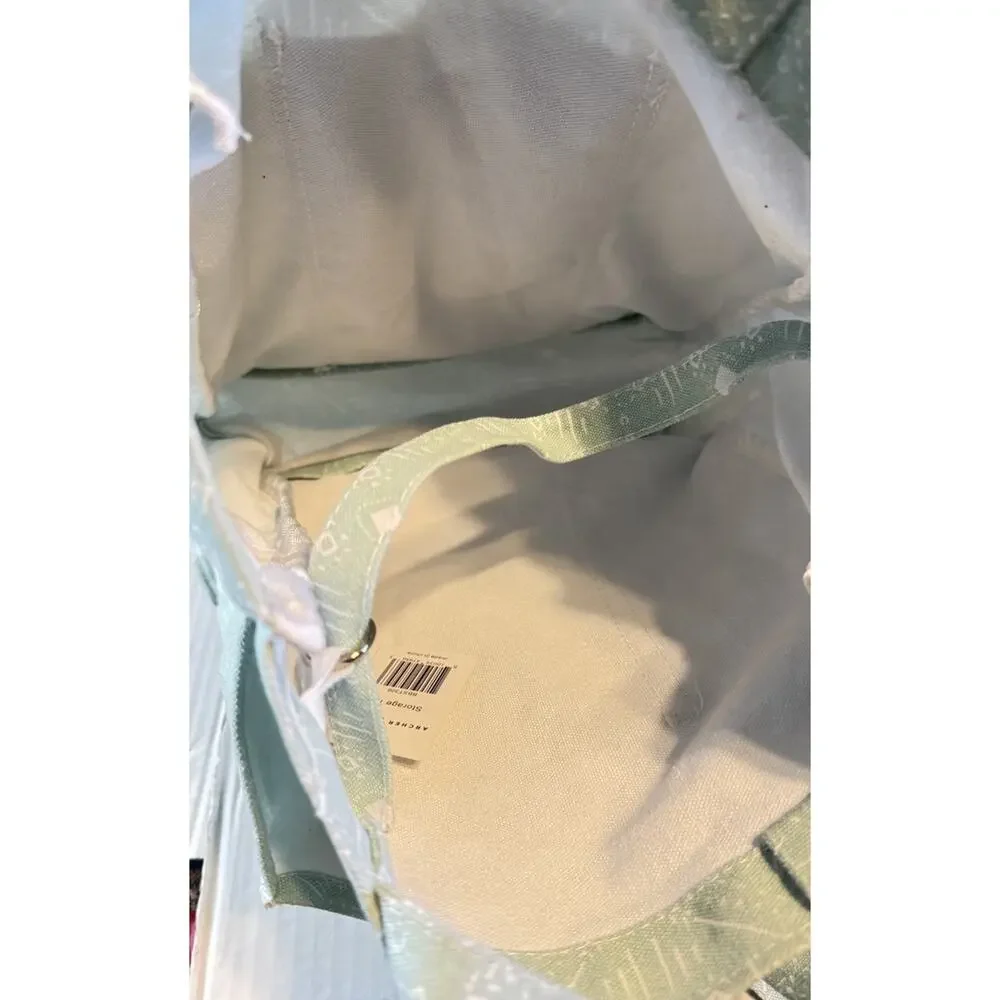 NEW Archer & Olive Canvas Large Organizer Tote Bag Mint Green Geometric Print